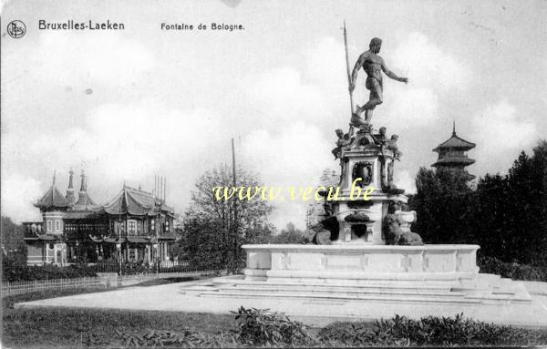 ancienne carte postale de Laeken Fontaine de Bologne