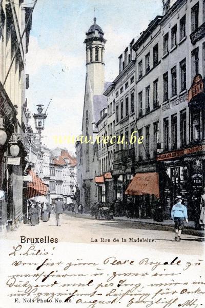 ancienne carte postale de Bruxelles La rue de la Madeleine