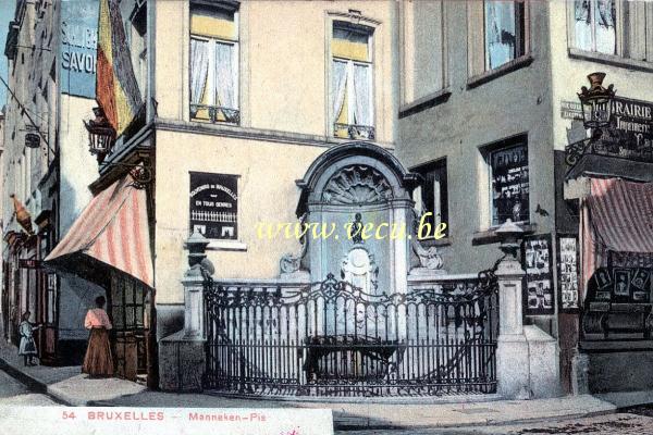 ancienne carte postale de Bruxelles Manneken-Pis