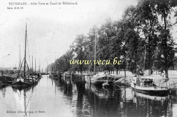 ancienne carte postale de Bruxelles Allée verte et Canal de Willebroeck