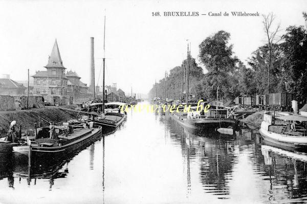 ancienne carte postale de Bruxelles Canal de Willebroeck
