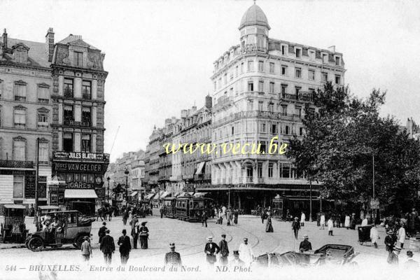 ancienne carte postale de Bruxelles Entrée du Boulevard du Nord (Adolphe Max de nos jours)