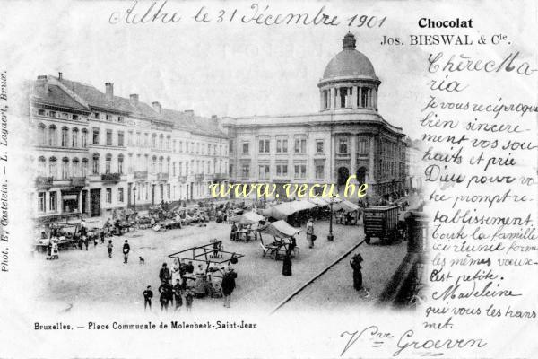 ancienne carte postale de Molenbeek Place Communale