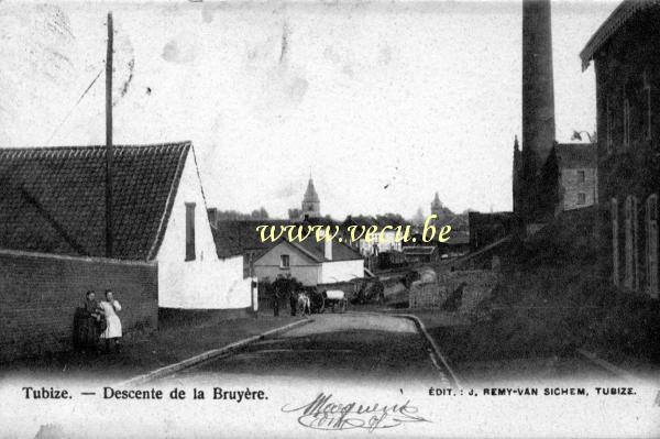 ancienne carte postale de Tubize Descente de la Bruyère