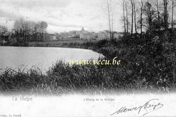 ancienne carte postale de La Hulpe L'étang et le village