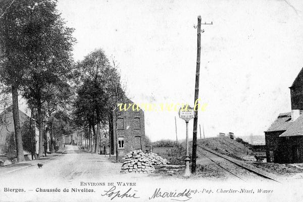 ancienne carte postale de Bierges Chaussée de Nivelles