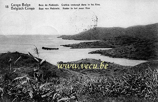 ancienne carte postale de Baie de Mobimbi Cratère immergé dans le lac Kivu