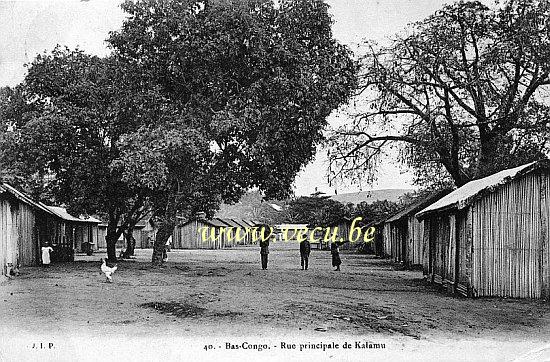 ancienne carte postale de Bas-Congo Rue principale de Kalamu