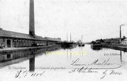 ancienne carte postale de Saint-Ghislain Le Canal en partie