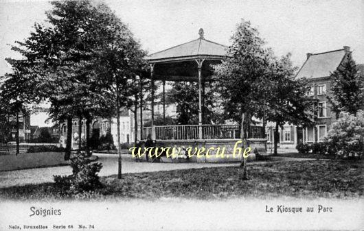 ancienne carte postale de Soignies Le Kioske au Parc