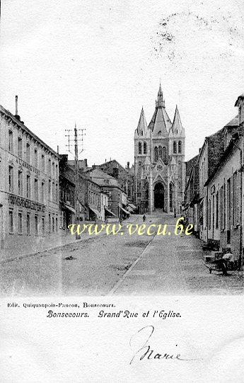ancienne carte postale de Bonsecours Grand'Rue et l'Eglise