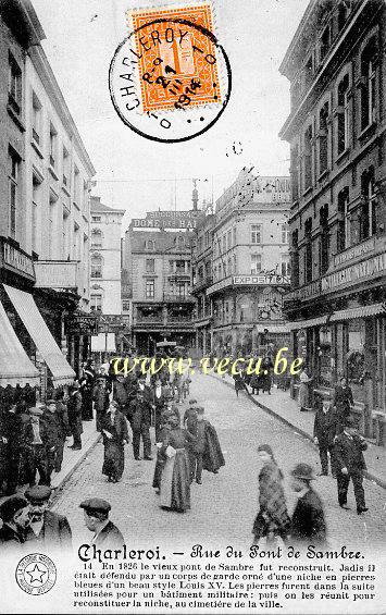 ancienne carte postale de Charleroi Rue du pont de Sambre.