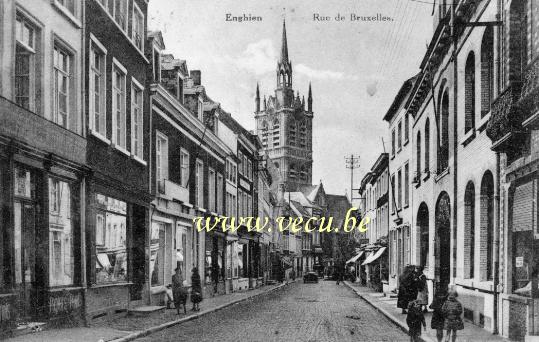ancienne carte postale de Enghien Rue de Bruxelles