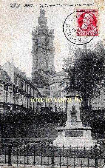 ancienne carte postale de Mons Le square St Germain et le Beffroi