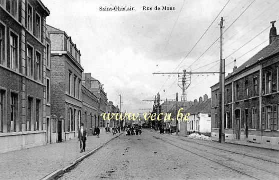 ancienne carte postale de Saint-Ghislain Rue de Mons