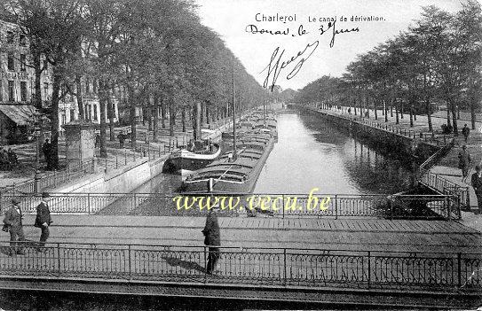 ancienne carte postale de Charleroi Le canal de dérivation