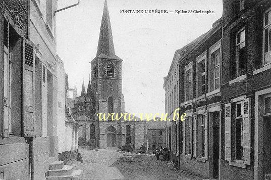 ancienne carte postale de Fontaine-L'Evêque Eglise St Christophe