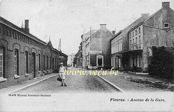 ancienne carte postale de Fleurus Avenue de la Gare