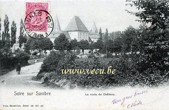postkaart van Solre-sur-Sambre La route du Château