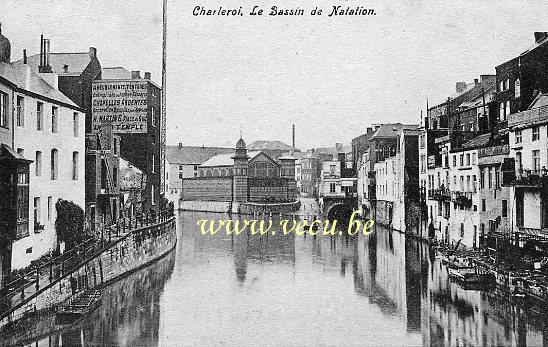 ancienne carte postale de Charleroi Le Bassin de Natation