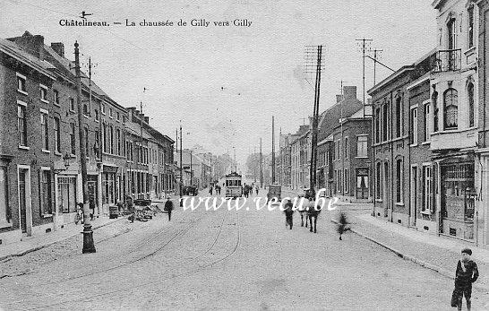 ancienne carte postale de Châtelineau La chaussée de Gilly vers Gilly