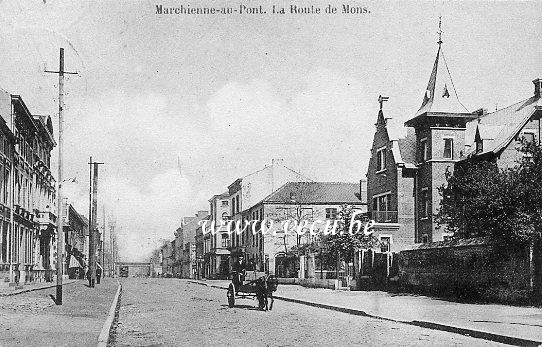 ancienne carte postale de Marchienne-au-pont La route de Mons