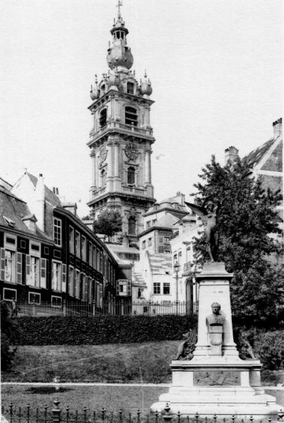 postkaart van Bergen Le Beffroi et le monument Dolhez