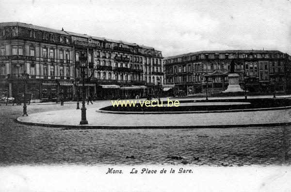 postkaart van Bergen La Place de la Gare