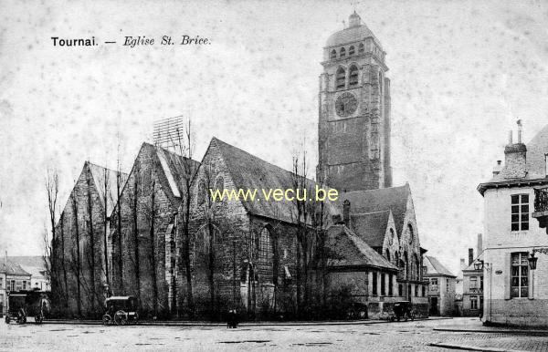 ancienne carte postale de Tournai Eglise Saint Brice