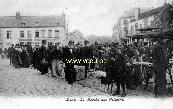 ancienne carte postale de Mons Le Marché aux  Poissons