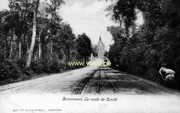 ancienne carte postale de Bonsecours La route de Condé