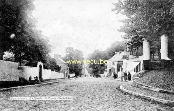 ancienne carte postale de Bonsecours La route de Condé (Descente)