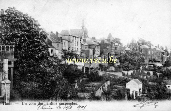 ancienne carte postale de Thuin Un coin des jardins suspendus