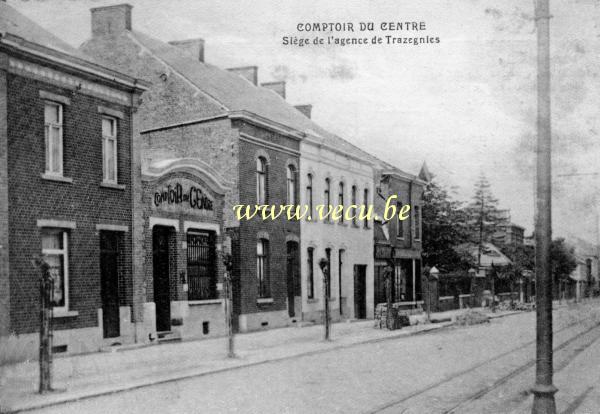 ancienne carte postale de Trazegnies Comptoir du centre - Rue de la station 34
