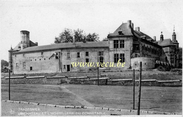 ancienne carte postale de Trazegnies Le château et l'hostellerie du Connétable