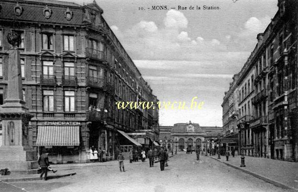 ancienne carte postale de Mons Rue de la Station