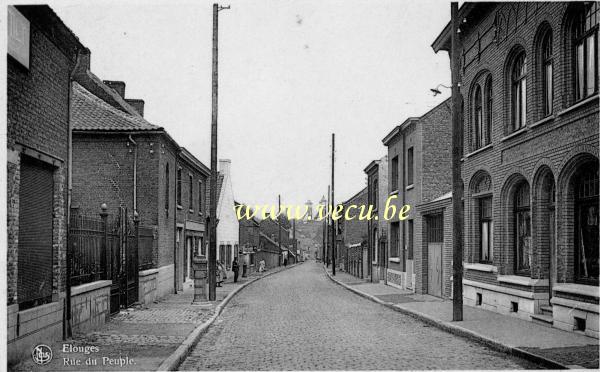 ancienne carte postale de Elouges Rue du peuple