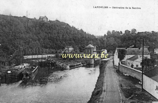 ancienne carte postale de Landelies Dérivation de la Sambre