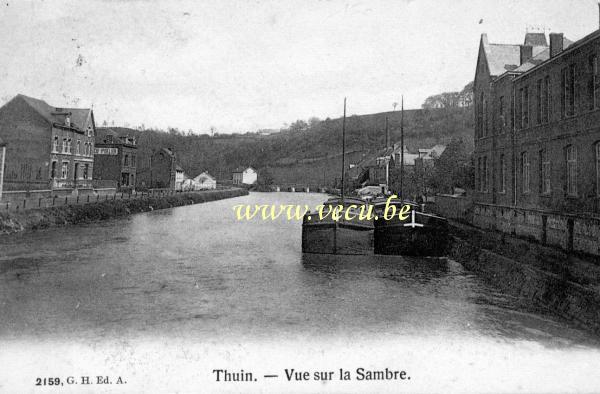 ancienne carte postale de Thuin Vue sur la Sambre