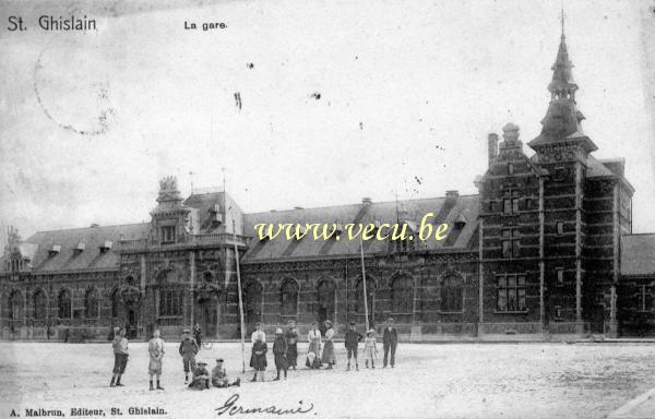 ancienne carte postale de Saint-Ghislain La gare