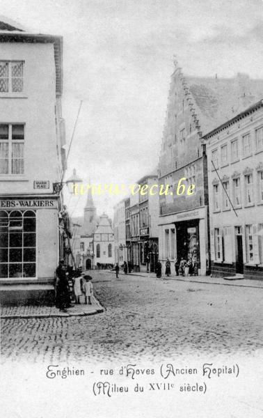 ancienne carte postale de Enghien Rue d'Hoves (ancien hôpital)