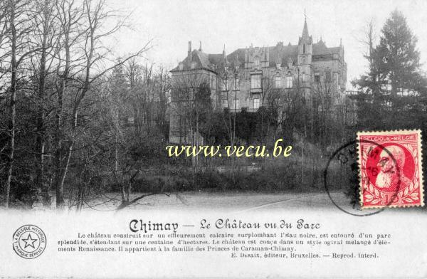ancienne carte postale de Chimay Le château vu du parc