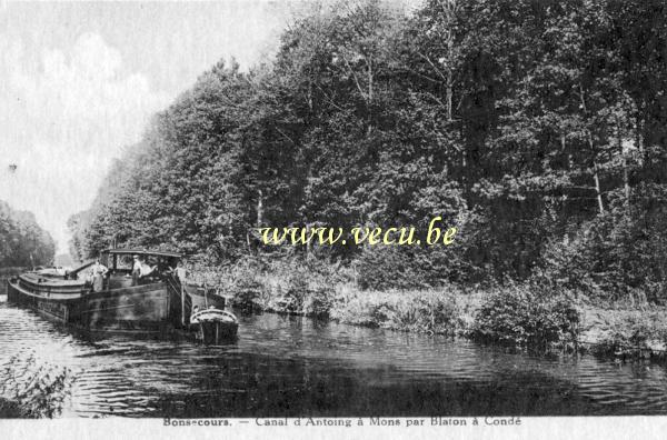 ancienne carte postale de Bonsecours Canal d'Antoing à Mons par Blaton à Condé
