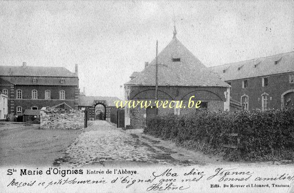 ancienne carte postale de Aiseau-Presles Sainte Marie d'Oignies - Entrée de l'abbaye