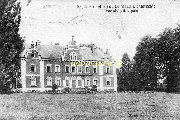 ancienne carte postale de Gages Château du Comte de Lichtervelde - Facade principale