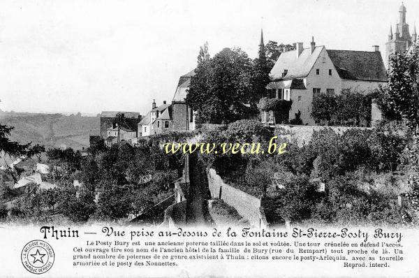 ancienne carte postale de Thuin Vue prise au dessus de la fontaine St-Pierre Posty Bury