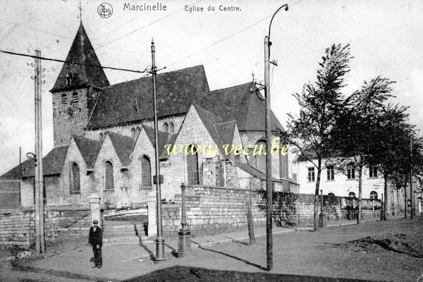 ancienne carte postale de Marcinelle Eglise du centre