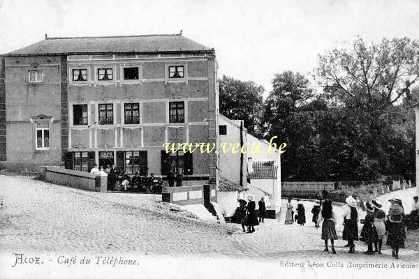 ancienne carte postale de Acoz Café du téléphone