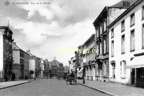 ancienne carte postale de Soignies Rue de la Station
