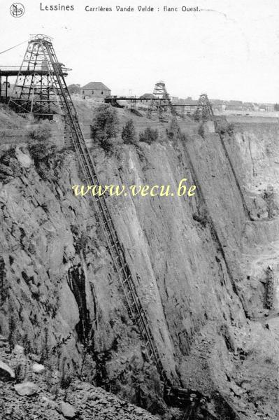 ancienne carte postale de Lessines Carrières Vande Velde : flanc Ouest